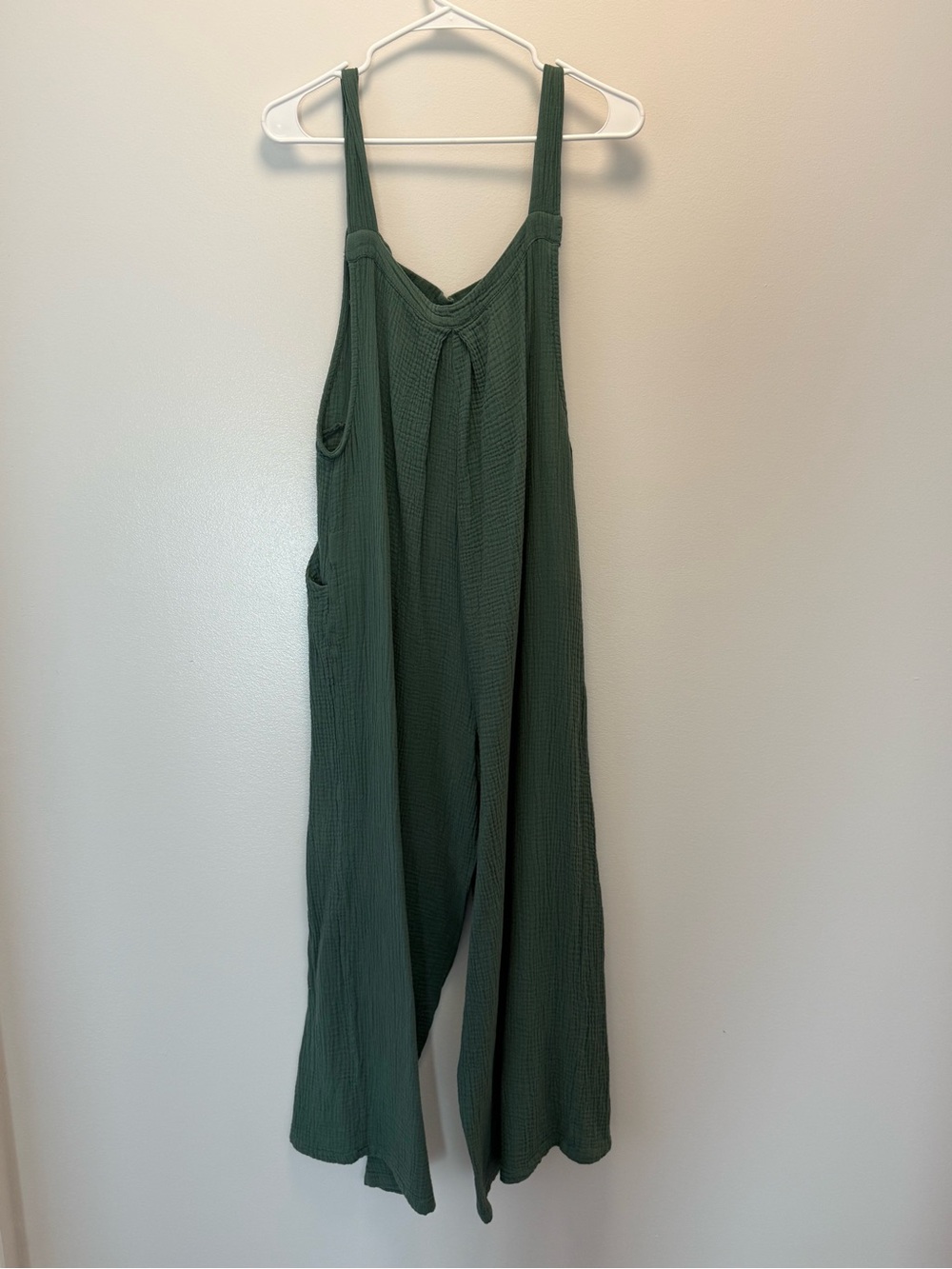 Relaxed Green Cotton Gauze Wide-Leg Jumpsuit - Picture 2 of 3